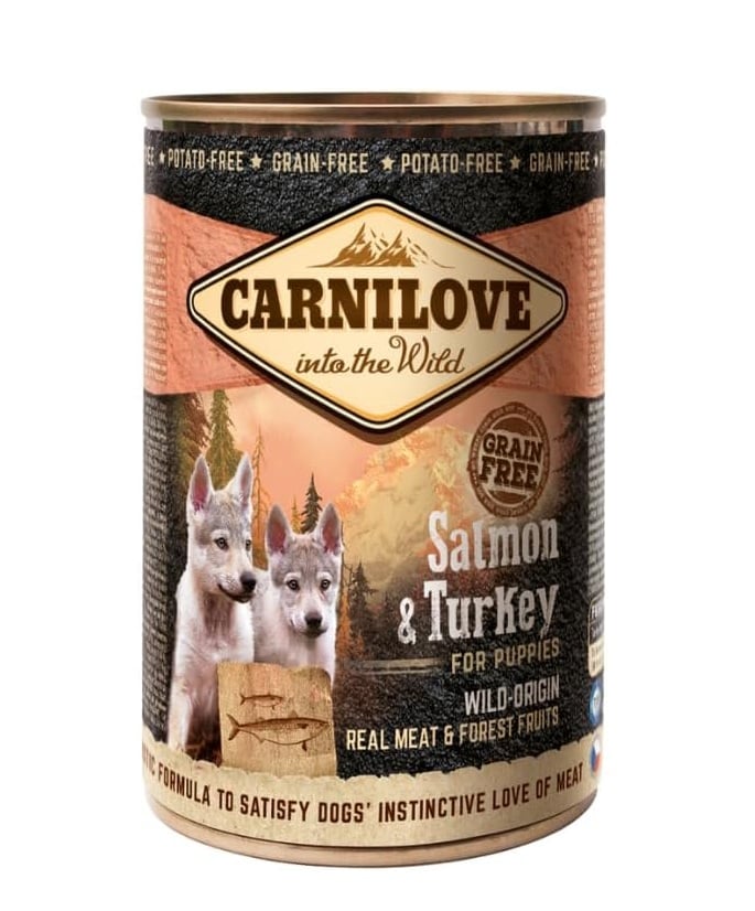 كارنيلوف طعام رطب بالسلمون و الديك الرومي للكلاب الجراء- 400 جرام