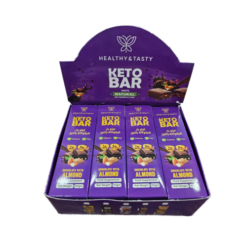 بوكس 12 حبة كيتو بار شيكولاتة باللوز 60 جرام