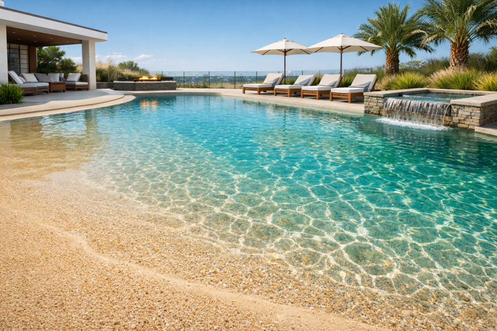 عندما يتحوّل المسبح إلى شاطئ رملي فاخر مع  Graffiti Resin