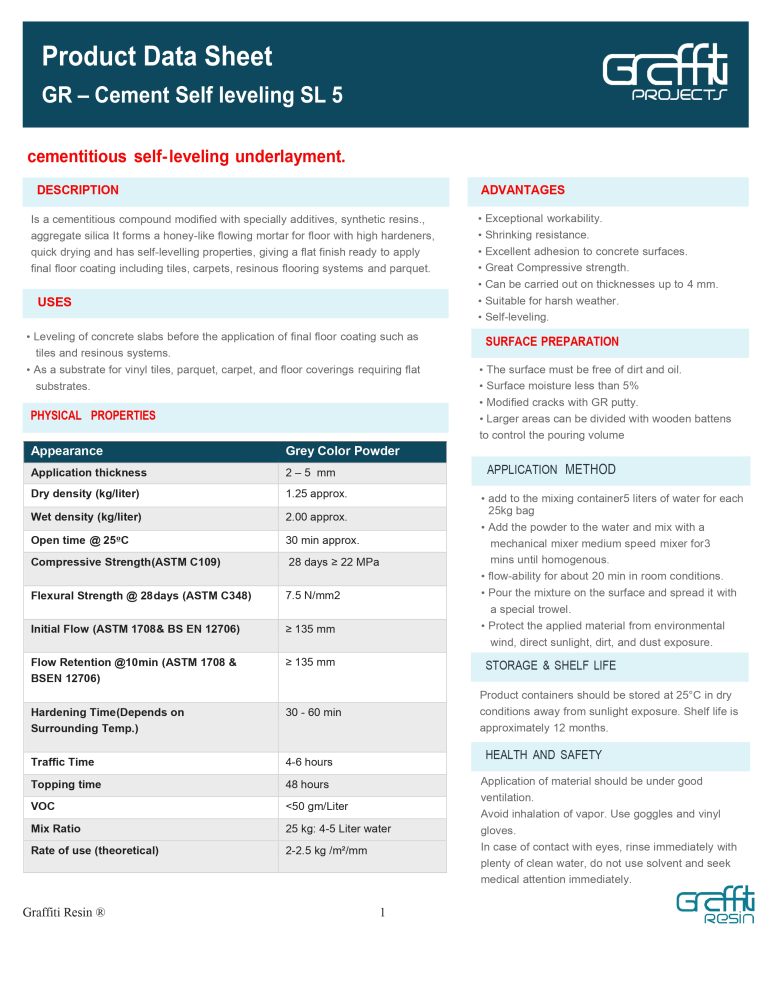 جرافيتي ريزن – Cement Self Level 15 KG