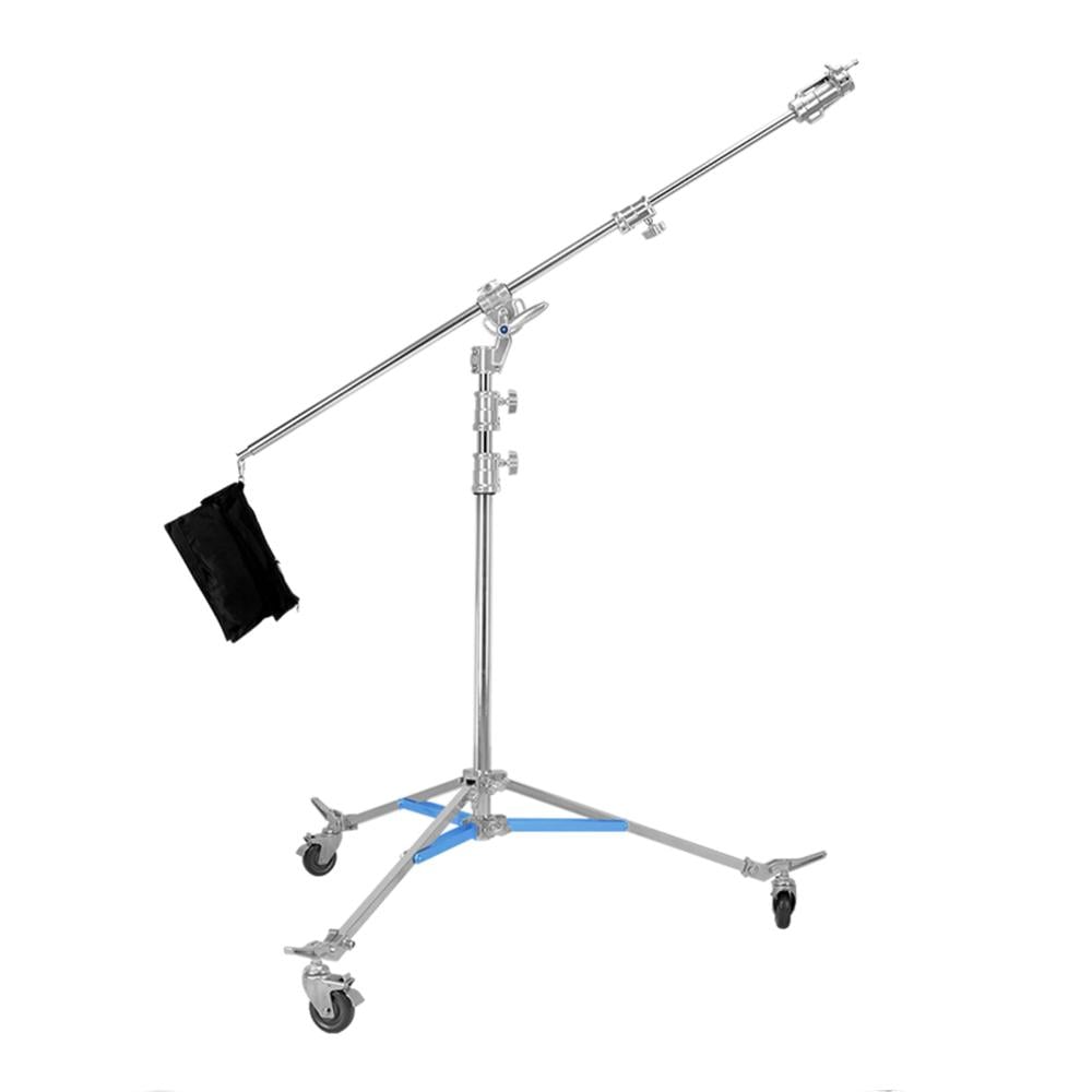 حامل و ستاند إضاءة تصوير بوم جينبي مصنوع من ستانلس ستيل المقاوم للصدأ عالي التحمل وقوي M-8 2-in-1