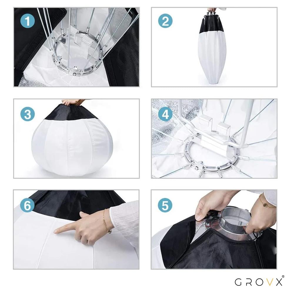 GROVX BF-320 Bi-Color 300W Professional Photography Lighting Package,  for Mobile and Camera, with Lantern Softbox and C Stand