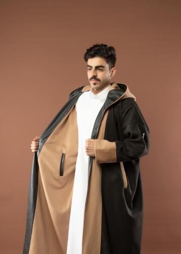 فروه رجاليه دبل فيس اسود على بيج