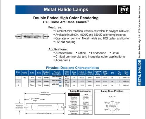 لمبة ميتال هاليد   EYE   MTD150D-7S/6500K