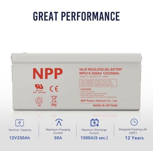 بطارية NPP طاقة شمسية (12V 250Ah) جل أمبير فيتنام — NPP