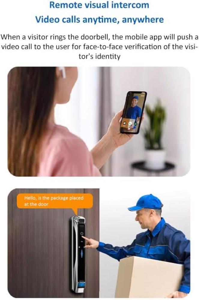 قفل باب ذكي ببصمة الوجه و خاصية الانتركم