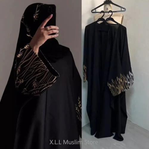 عباية سوداء مطرزة-متجر إليا