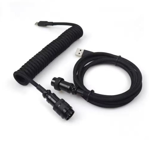كيبل USB / للكيبورد ملفوف / حلزوني اسود