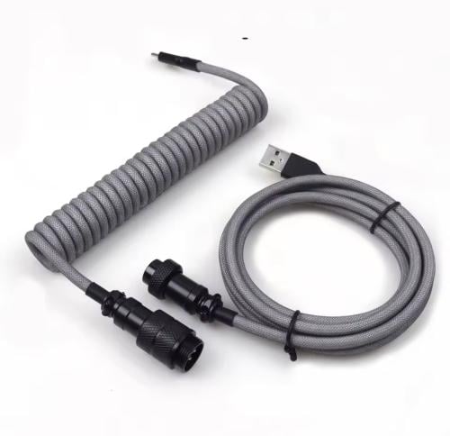 كيبل USB / للكيبورد ملفوف / حلزوني رمادي