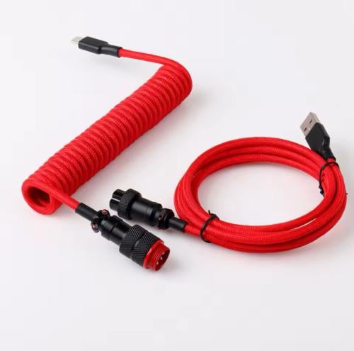 كيبل USB / للكيبورد ملفوف / حلزوني احمر واسود