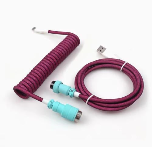 كيبل USB / للكيبورد ملفوف / حلزوني احمر غامق