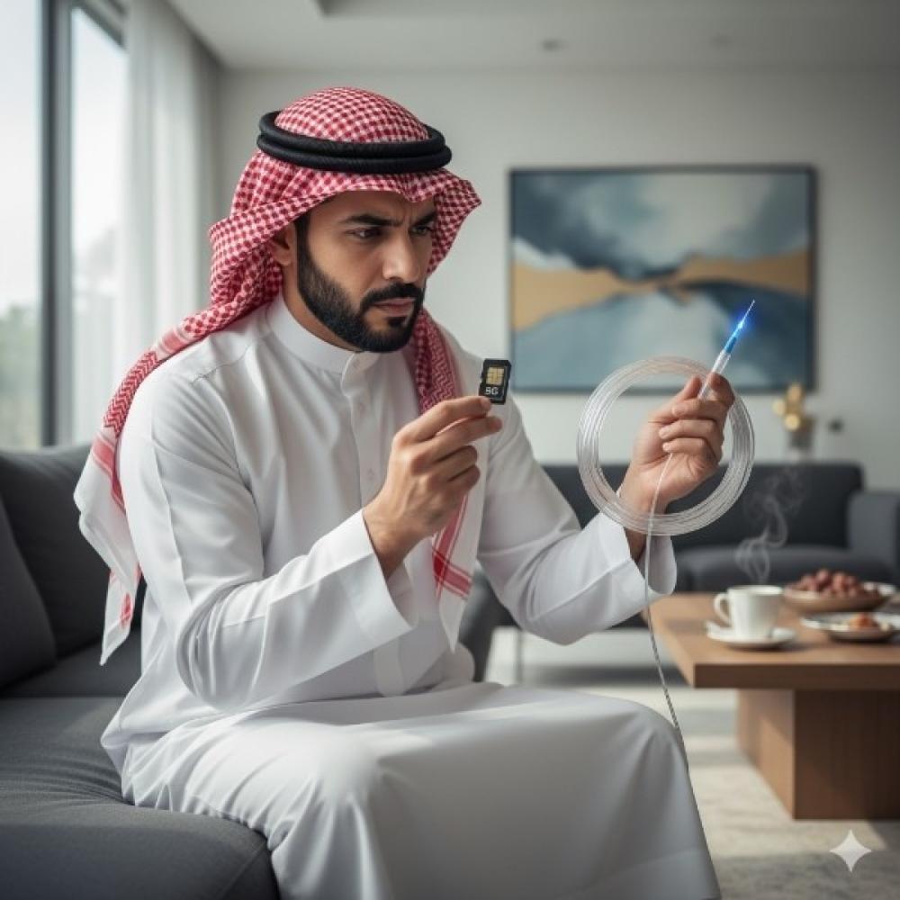 مقارنة تفصيلية بين إنترنت الفايبر وشريحة 5G لا محدود بالسعودية