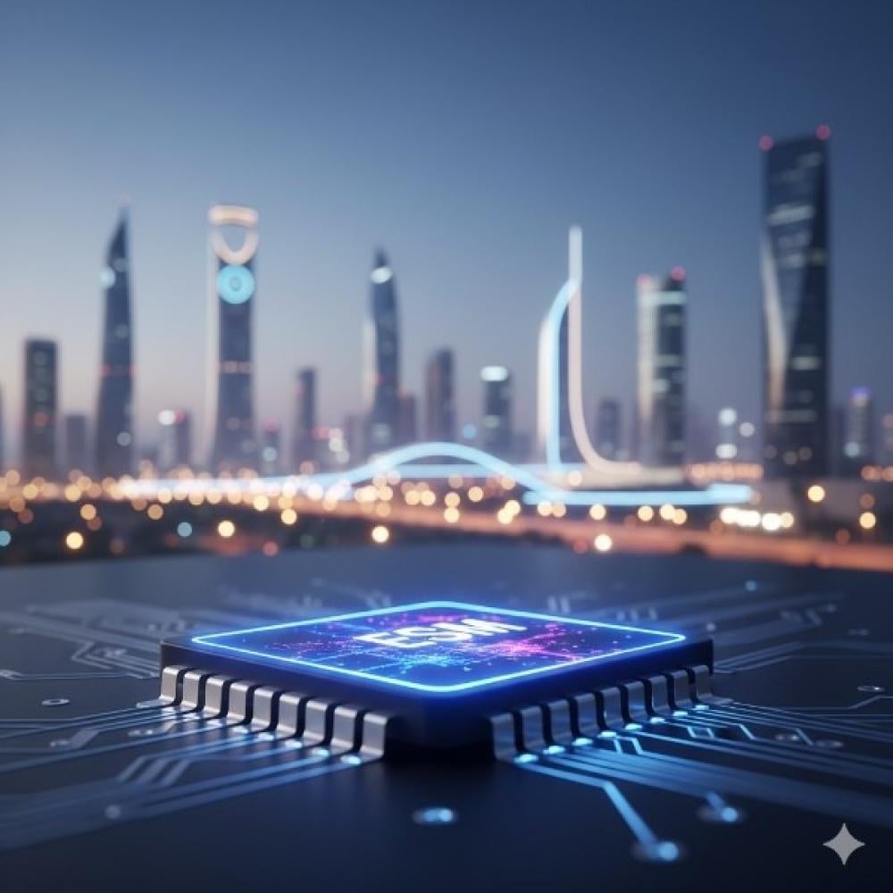 شريحة eSIM كرمز لمستقبل الاتصالات الرقمية في المملكة العربية السعودية