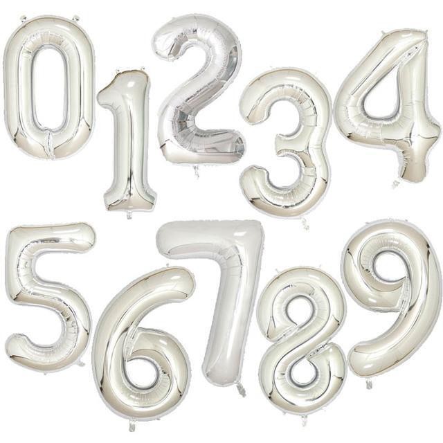 بالونات أرقام فضي مقاس 42