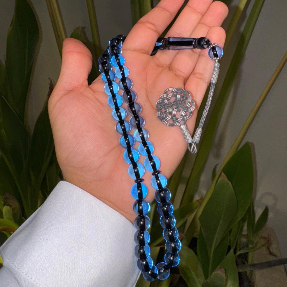 سبحة بكلايت بحري مع طربزونة فضه