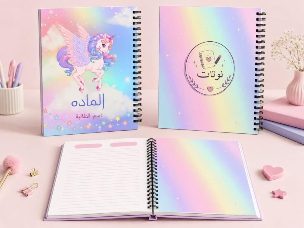 دفتر يونيكورن للأطفال والطلاب: تصميم خيالي يجعل الدراسة أكثر مرحًا