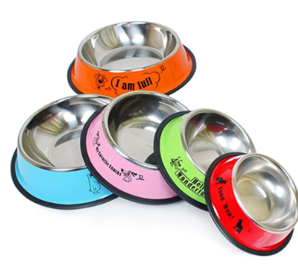 صحن  ستيل  للكلاب والقطط وسط