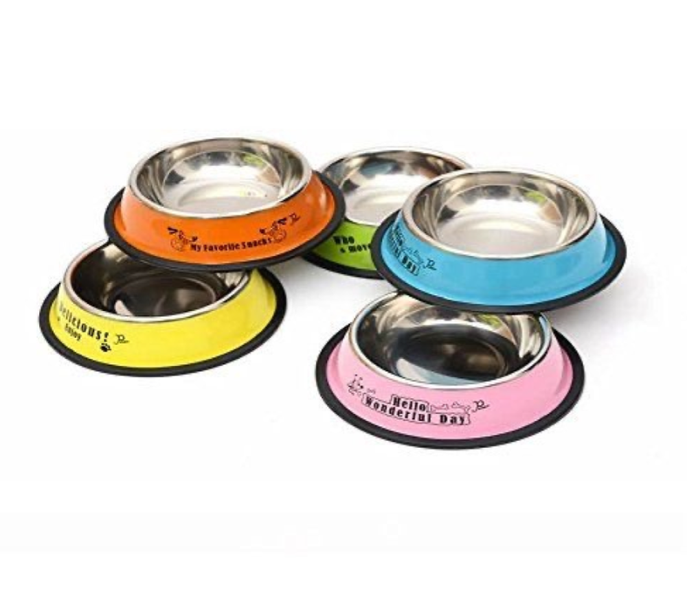 صحن  ستيل  للكلاب والقطط وسط