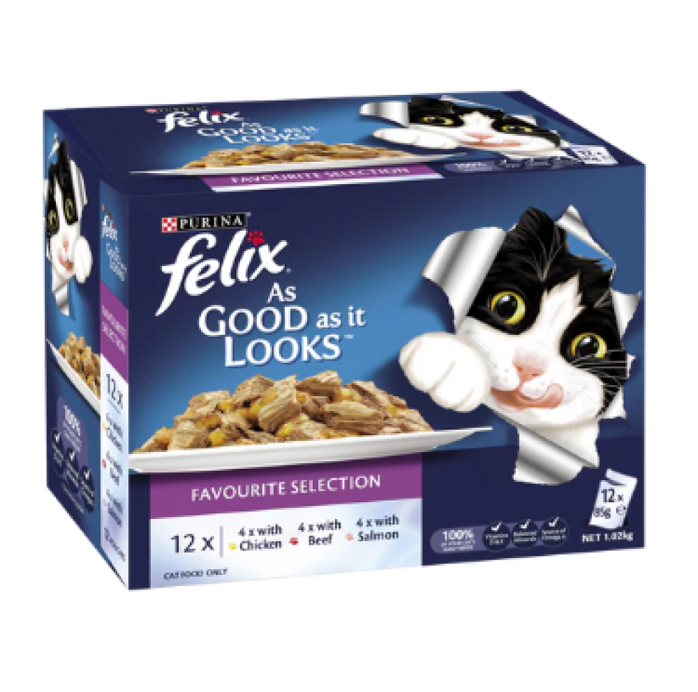 كارتون فليكسي متعدد 12 ظرف دجاج ولحم وسالمون