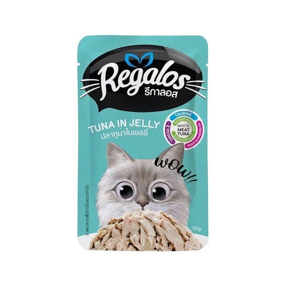 كرتون ريقالوس طعام رطب للقطط البالغة بطعم بالتونا في الجيلي 1200 جرام