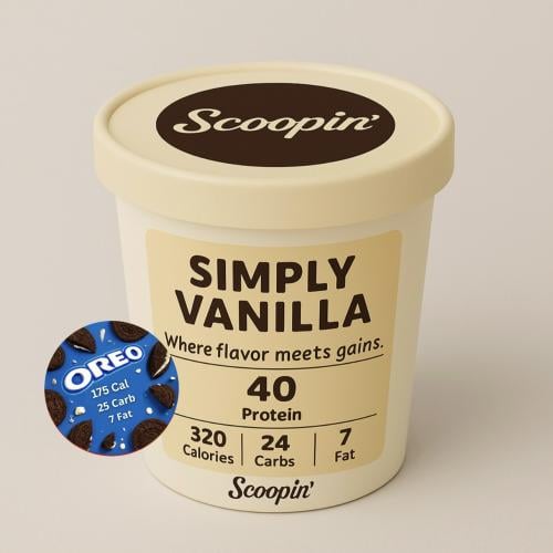 ‎آيسكريم ڤانيلا بالأوريو عالي بالبروتين -Vanilla O...
