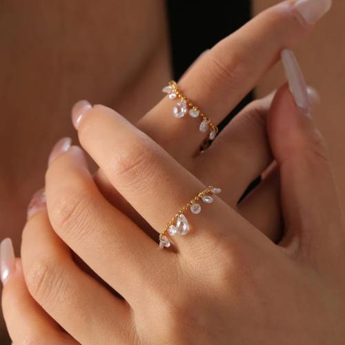 خاتم نسائي بتصميم اللؤلؤ والصدفة