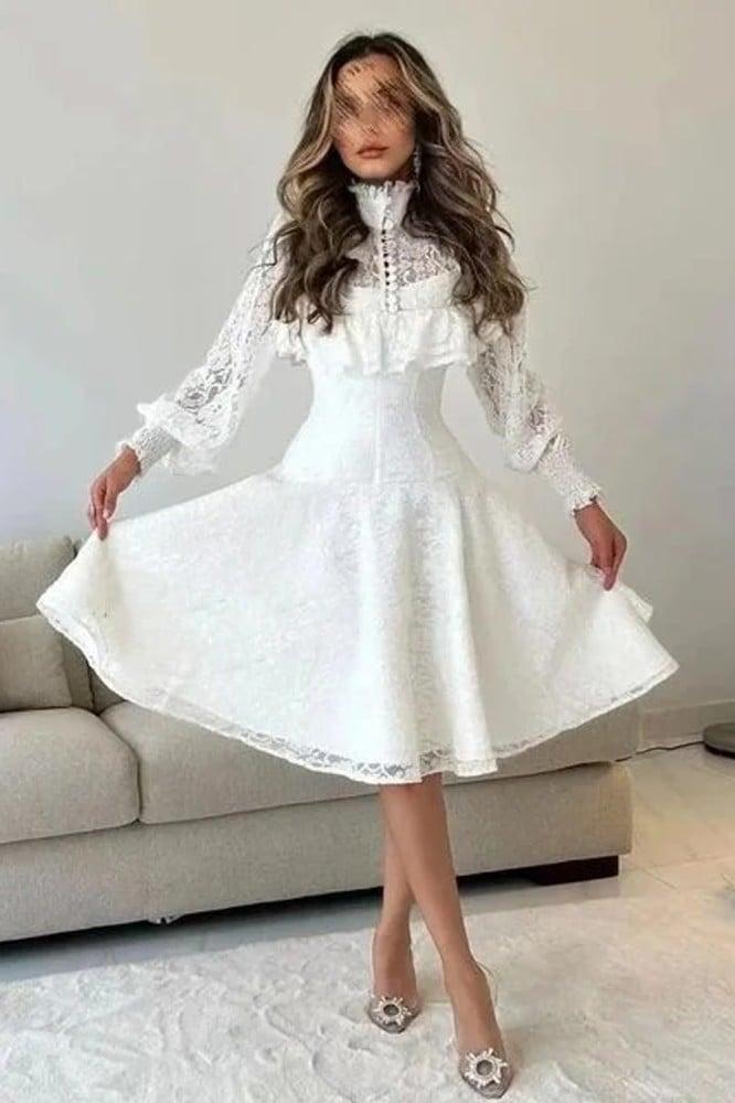 فستان ميدي بأكمام طويله