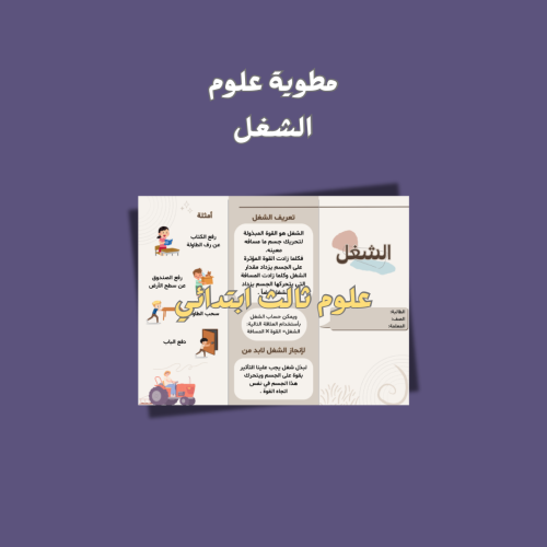 مطوية علوم ثالث ابتدائي (الشغل)
