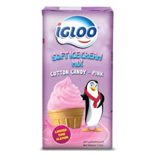 مزيج ايس كريم اكلوو قطن وردي 1 لتر | Igloo Soft Mi...