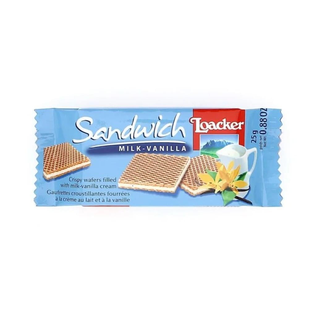 ويفر لواكر ازرق بالفنيلا 25×25جم  |  Loacker Sandwich Wafer With Milk And Vanilla Cream 25x25gm