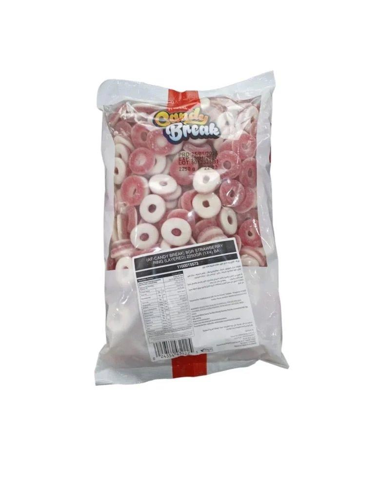 جيلي حلقات فراولة بالسكر 8جم كاندي بريك 2.25 كجم  |  Candy Break 8g Strawberry Ring Layered Sugar Covered 2.25kg