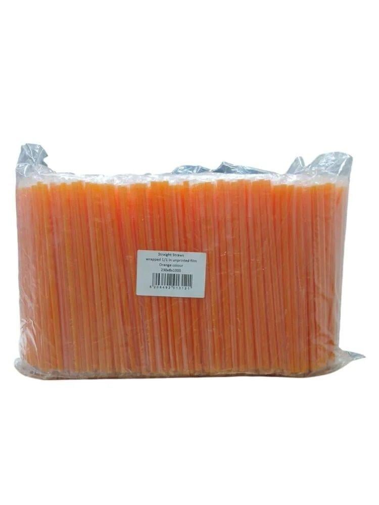 مصاص بلاستيك مغلف برتقالي 8 مل 1000 حبة  |  Orange Coated Plastic Straws 8ml 1000 Pieces