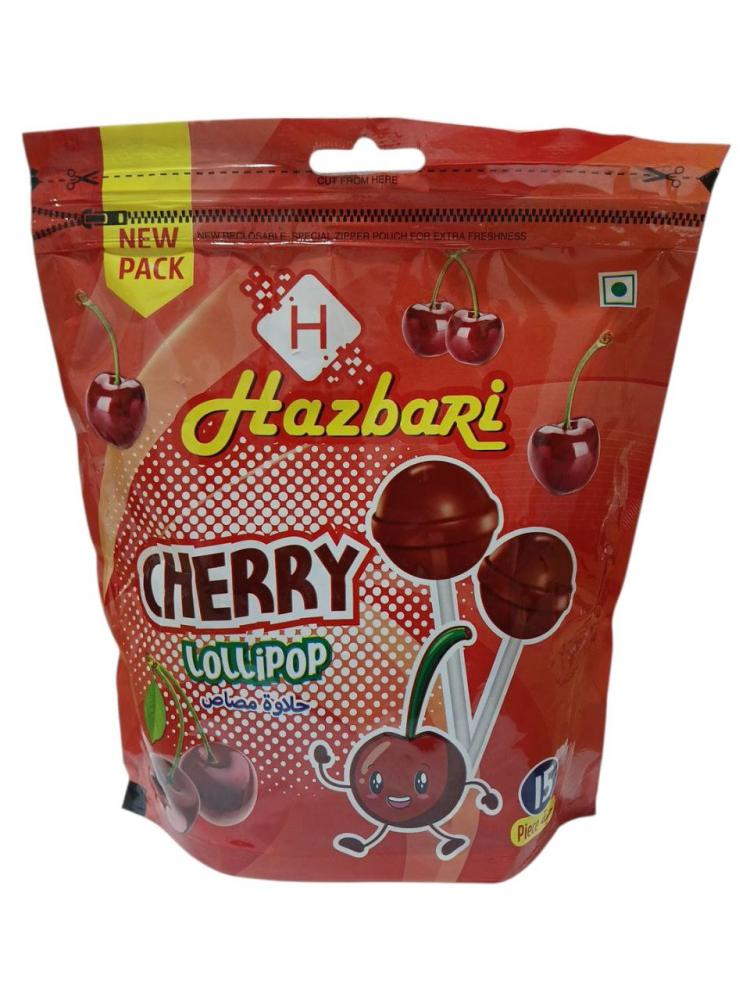 مصاص هزبري كرز اكياس 15×16 جم  |  Hazbari Cherry Lollipop Bag 15x16gm