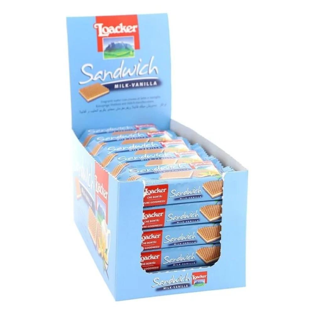 ويفر لواكر ازرق بالفنيلا 25×25جم  |  Loacker Sandwich Wafer With Milk And Vanilla Cream 25x25gm