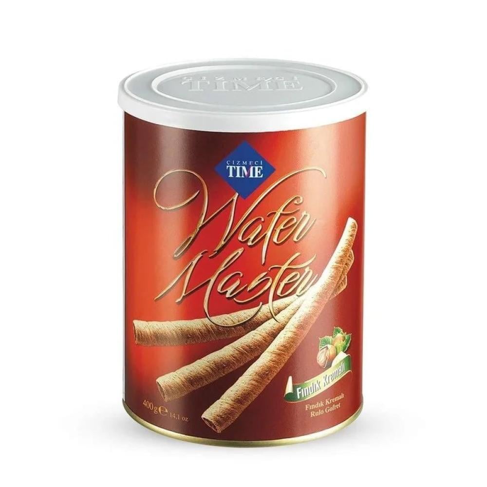 ويفر مستر علب كبير تايم 400 جم  |  Wafer Master Hazelnut Cream Roll Wafer 400gm