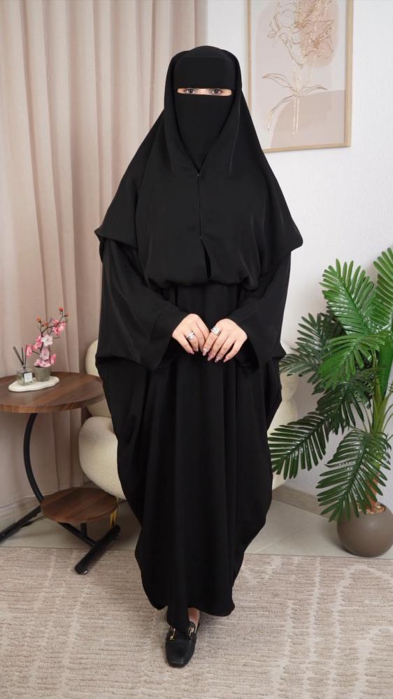عباية ٢ في ١ مع نقاب هدية ( اكمام أوسع )