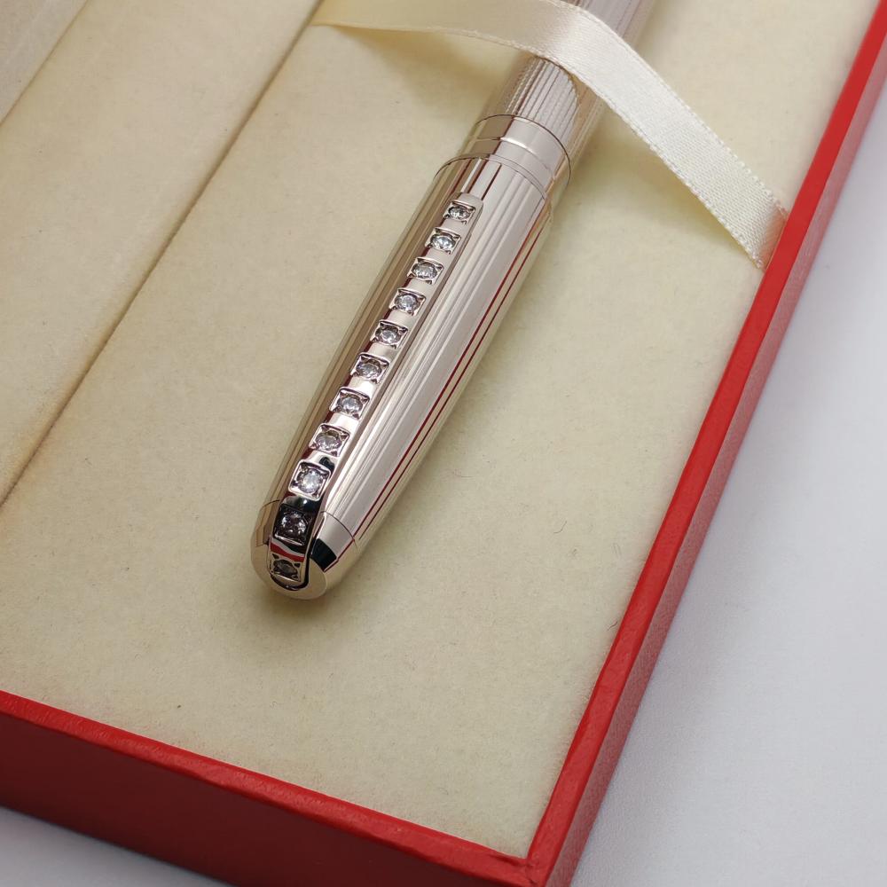 S.T. Dupont Rollerball – Diamond Clip  فضي محفور بأحجار على المشبك