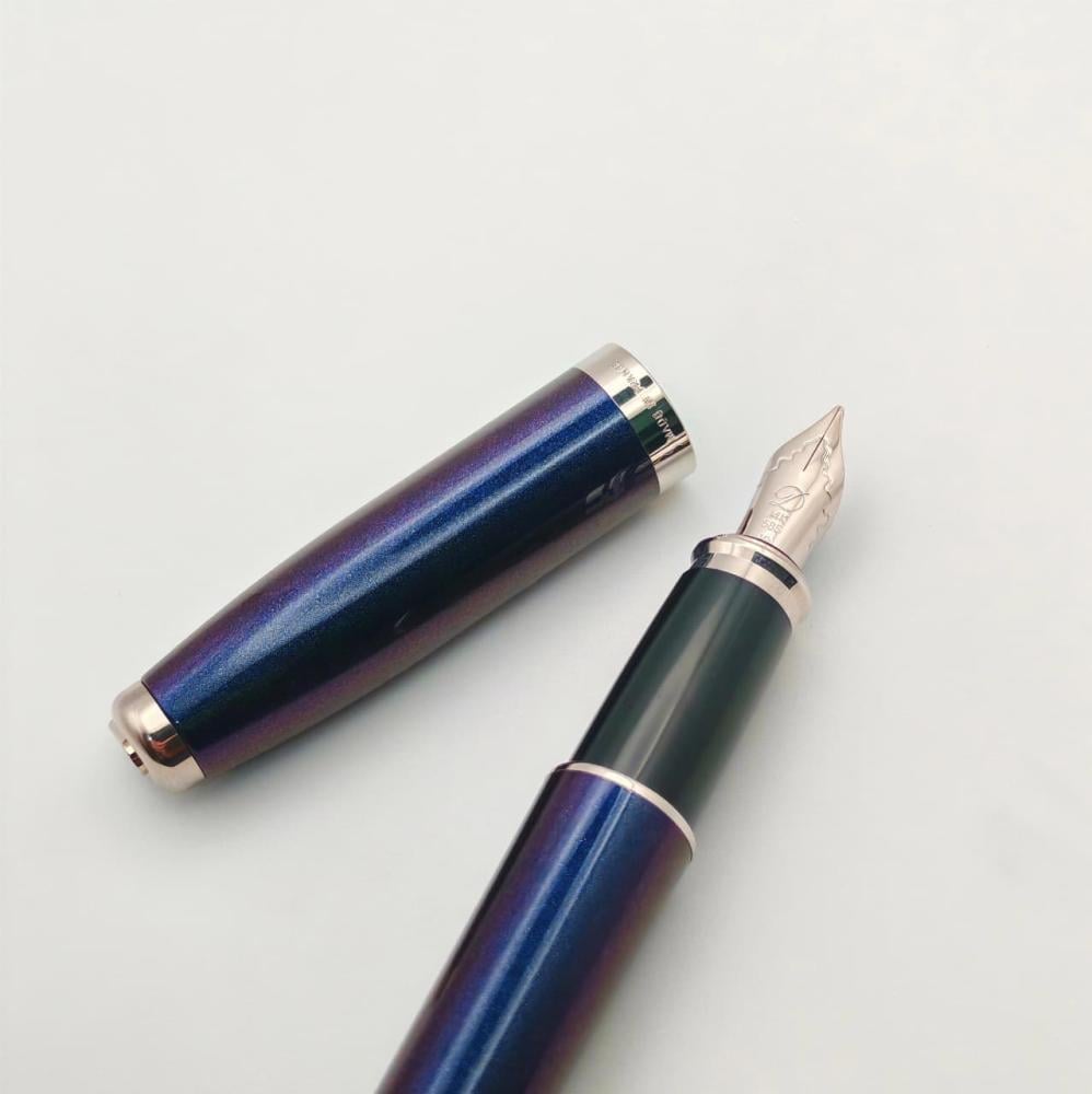 قلم S.T. Dupont حبر ريشة لون أزرق متدرج – تطعيمات بلاتينيوم