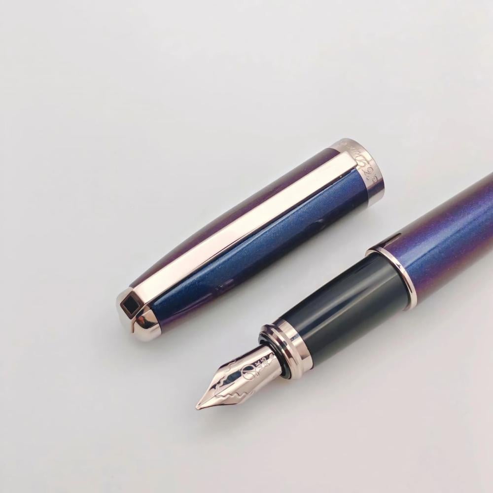 قلم S.T. Dupont حبر ريشة لون أزرق متدرج – تطعيمات بلاتينيوم