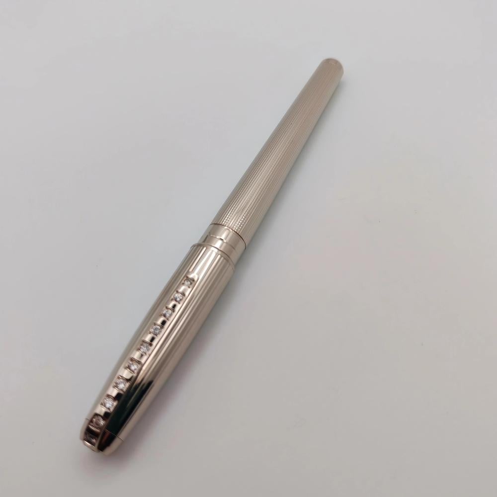 S.T. Dupont Rollerball – Diamond Clip  فضي محفور بأحجار على المشبك