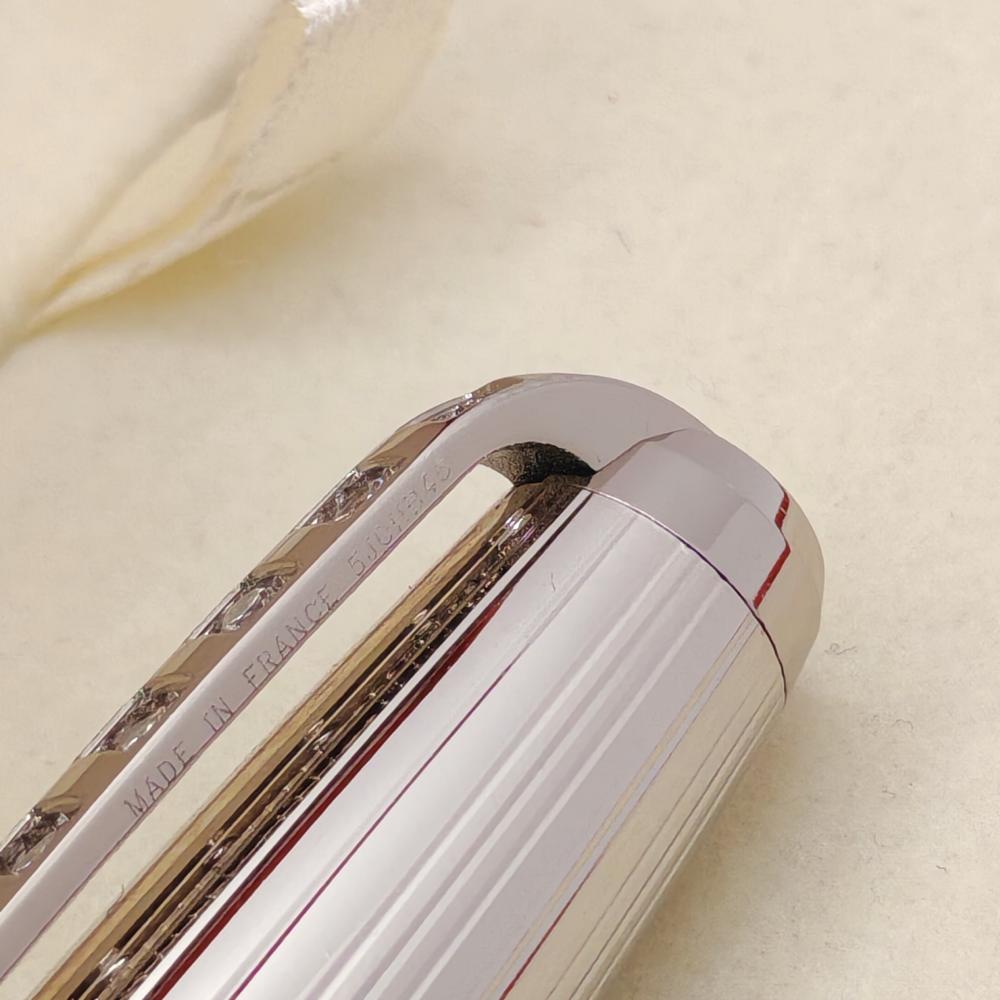 S.T. Dupont Rollerball – Diamond Clip  فضي محفور بأحجار على المشبك