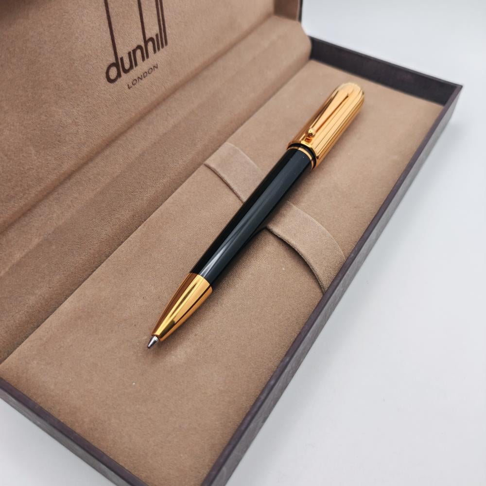قلم  دانهيل جاف SIDECARE – أسود بغطاء ذهبي فاخر