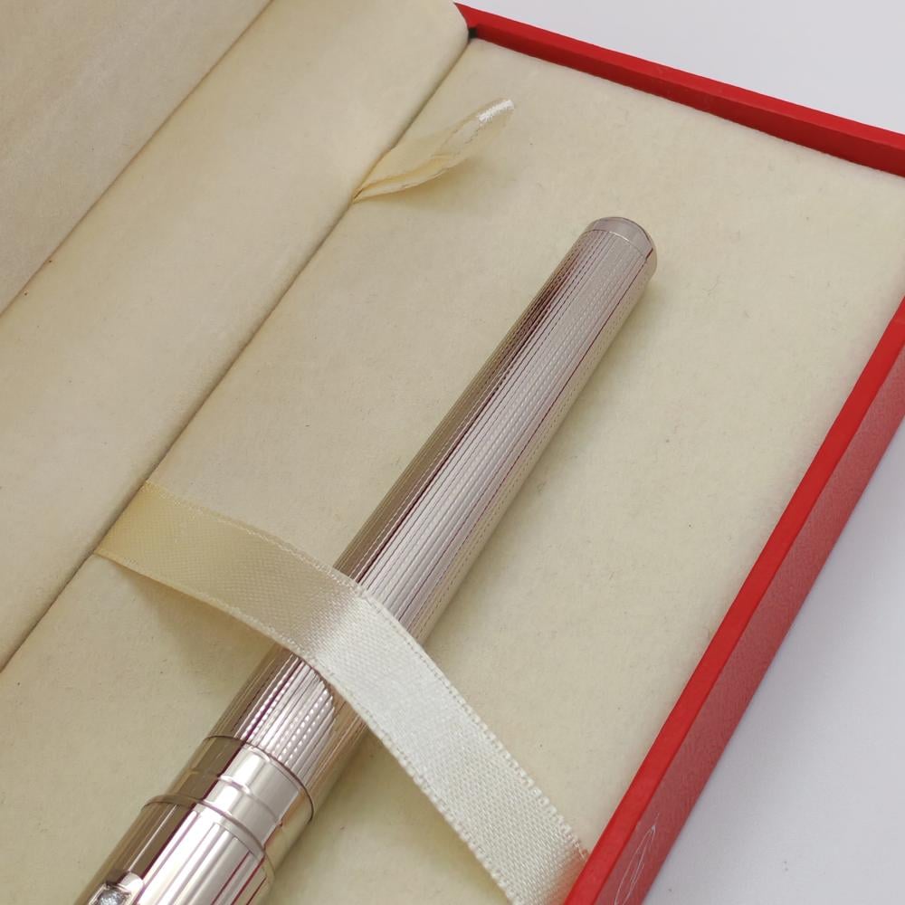 S.T. Dupont Rollerball – Diamond Clip  فضي محفور بأحجار على المشبك