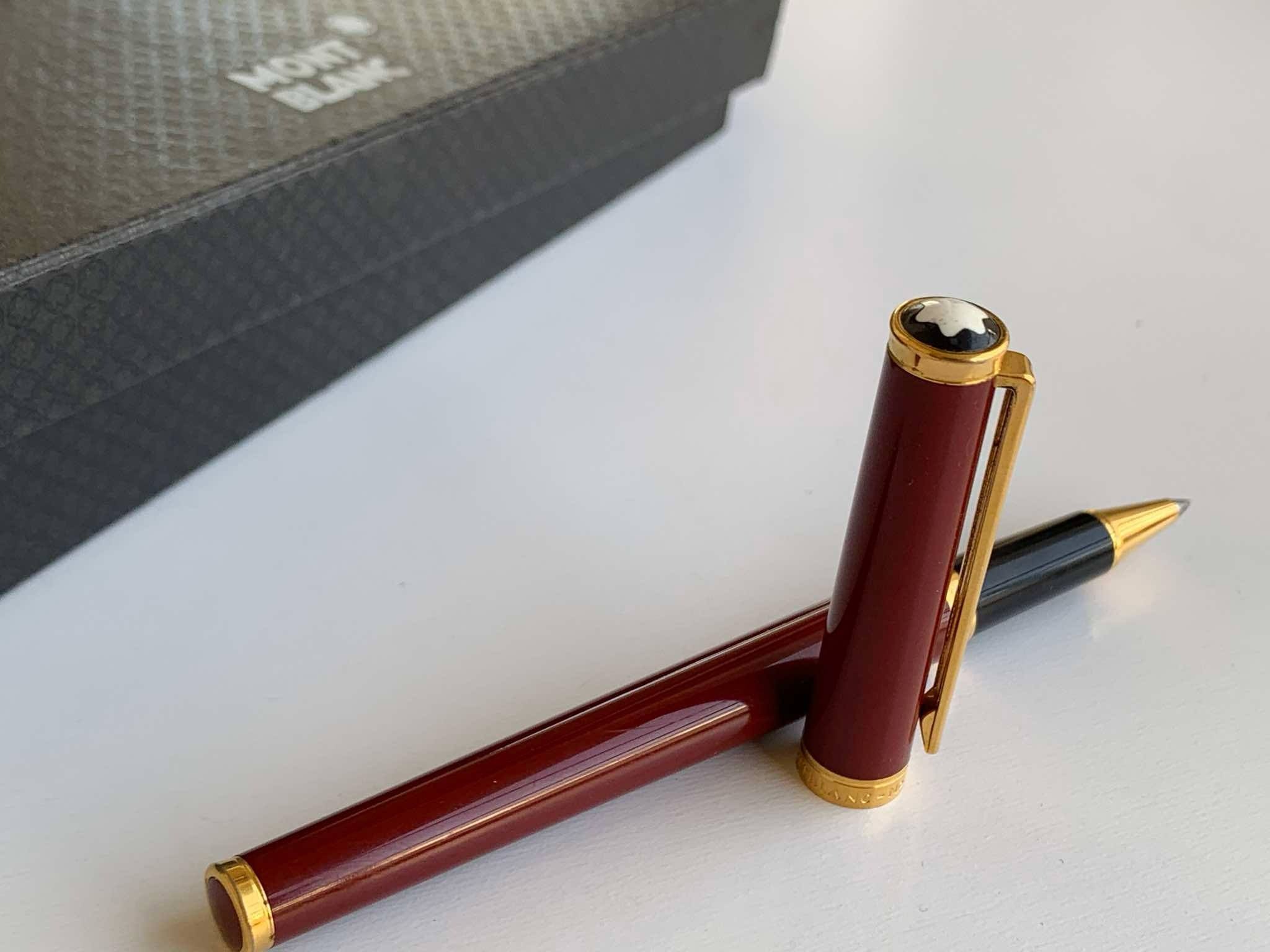 Montblanc Noblesse Burgundy Rollerball Pen with Gold Trim - قلم مون بلان نوبليس بورجوندي رولربال بلمسة ذهبية