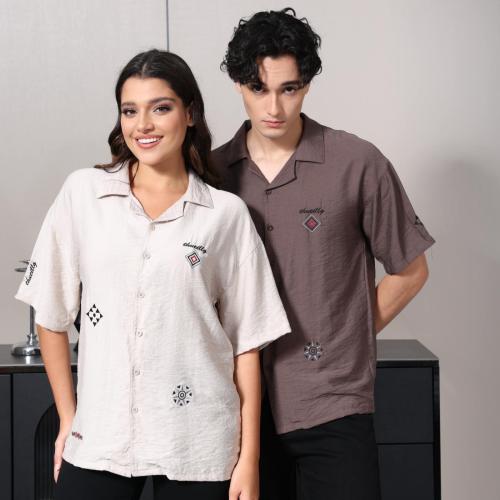 قميص اوفر سايز بأكمام قصيرة-- Oversized Shirt