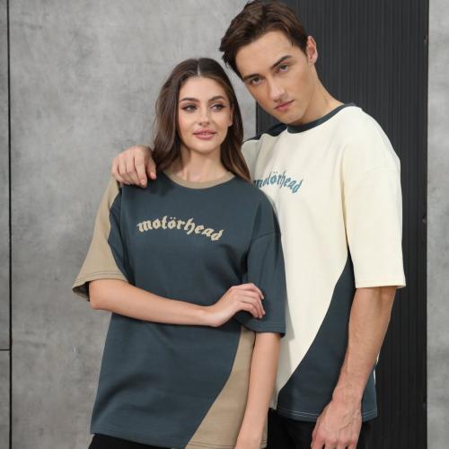 تيشرت اوفر سايز طبي بألوان مداخلة - Oversized T-sh...