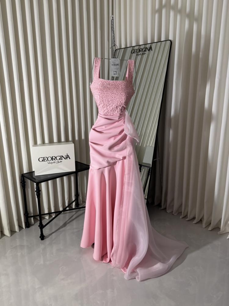 فستان سهرة وردي طويل باربي | فستان همس