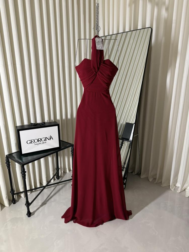 فستان السحاب الاحمر سهرة كت طويل باربي