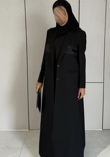عبايه بالطو رسمي كريب كوري اسود
