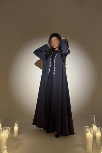 عبايه كريب ازرق غامق